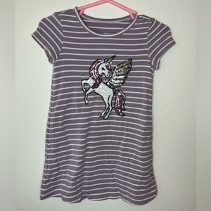 Rumi+ryder Purple & White Striped Sequin Unicorn Dress 2T
